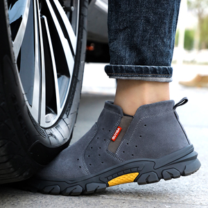 Bottes de sécurité pour soudeurs, résistantes à la chaleur, anti-étincelles, avec embout en acier anti-perforation, chaussures en cuir antidérapantes pour le soudage industriel - Product Image 3