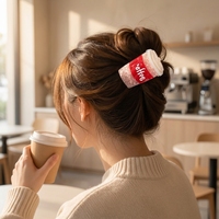 Oradour Pince à cheveux en acétate artisanale, écologique et durable, motif tasse à café rétro, inspirée de la cuisine, pour usage quotidien et coiffure arrière
