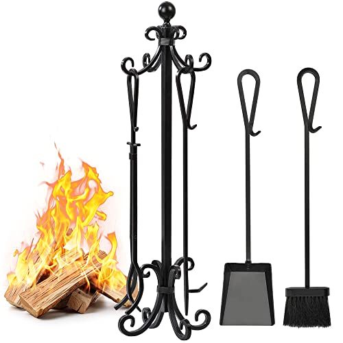 Black Wrought Iron Large Fire Tool