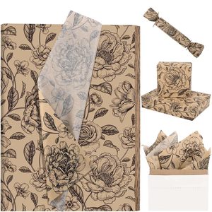 Cổ Điển Hoa Mô Giấy Kraft Retro Mùa Xuân Hoa Mô Giấy Cho Túi Quà Tặng Cô Dâu Tắm Sinh Nhật Đảng Wedding DIY Thủ Công - Product Image 1