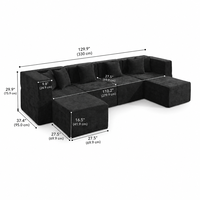Canapé d'angle modulable moderne en forme de L avec rembourrage en mousse, ottoman et repose-pieds, personnalisable, trois places pour salon