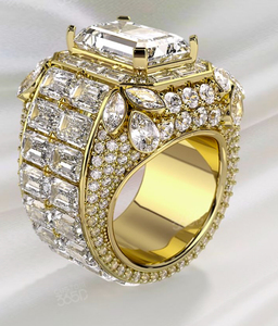 Bague Hip Hop Personnalisée en Or 9K/18K - Diamants de Laboratoire VVS, Taille Princesse et Marquise, Design Entièrement Pavé, Certifiée IGI - Product Image 1