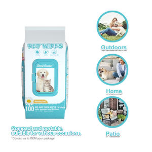 Lingettes humides pour animaux de compagnie chiens chats serviette nettoyage en profondeur toilettage humide non-tissé tissu blanchissant doigt dents yeux larme enlever les taches douces - Product Image 5