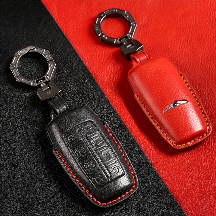 Hand gefertigte Auto-Schlüssel hülle aus echtem Leder für CHyundai Genesis G60 GV70 G80 G90 Smart Car Key Fob Shell Case