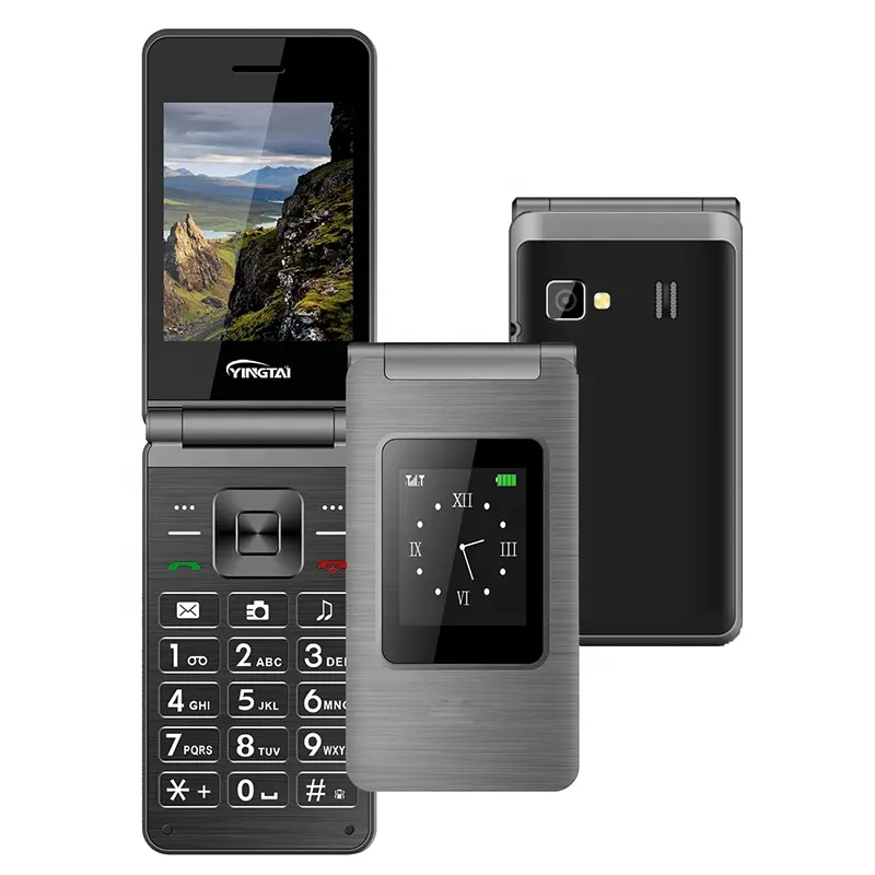 YINGTAI-teléfono móvil con tapa GSM MTK FM Dual SIM 2,8, teclado plegable, pantalla Dual, botón de teléfono móvil, gran oferta de Amazon
