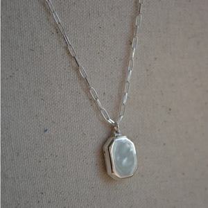 Collana MECYLIFE medaglione in argento a strati collana a catena spessa collana ciondolo a catena rettangolare personalizzato il tuo nome - Product Image 2