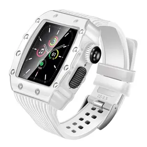 Atacado parafuso de cerâmica relógios-Relógio inteligente de aço inoxidável, smartwatch da moda com 44mm, pulseira de silicone, para apple watch series 6