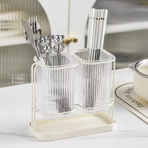 Boîte de rangement transparente simple pour baguettes de luxe, tambour suspendu au mur, étagère de vidange, boîte de rangement pour baguettes de cuisine - Product Image 1
