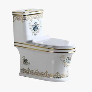 <span class=keywords><strong>Cuvette</strong></span> de toilettes WC moderne allongée dorée, structure monobloc à poser au sol, double chasse, évacuation en P, pour salle de bain - Product Image 4