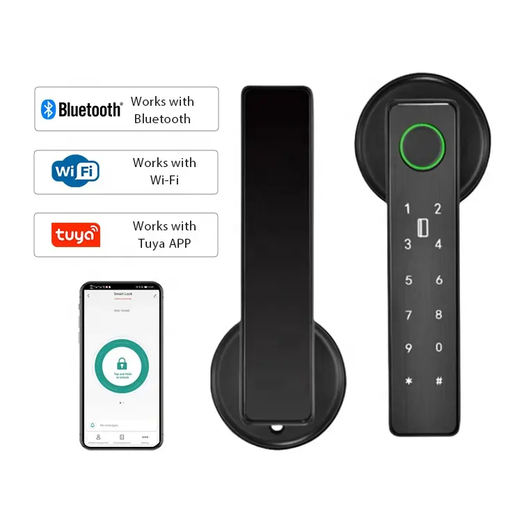 LEELEN OEM/ODM akıllı kilit WiFi Bluetooth tuya app ofis kilit kablosuz dijital parmak izi şifre tek kilit için ahşap kapı