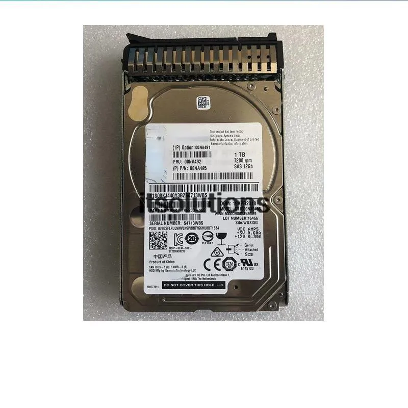 IBM 레노버 00NA491 00NA492 1T 1TB 2.5 12Gb SAS X3650 M5 X6 하드 드라이브 테스트 작동