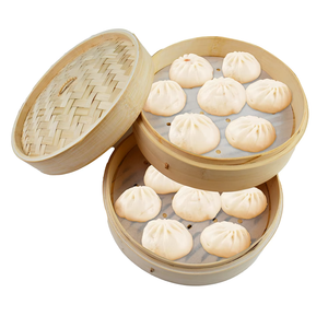 2024 Creative Custom Natural Bamboo <b>Chinese</b> Cuisine Steamer Set Reusable 2 Gauze Liners for Cooking Durable Dumpling Steamer - Product Image 1