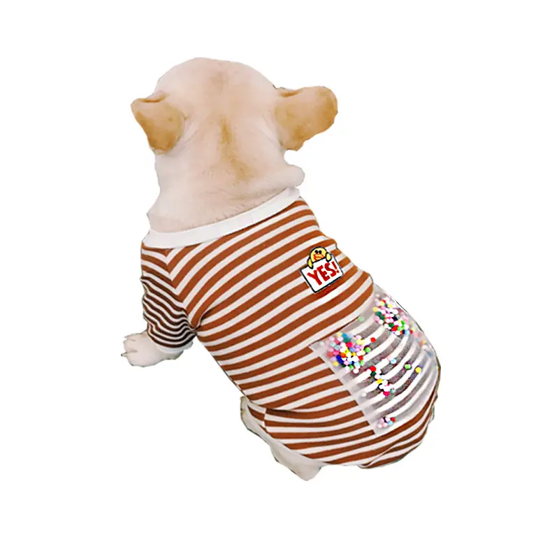 Neues Design des Herstellers handgemachte Streifen tägliche Kleidung Hund mit bunten Dekor Ball Haustier tragen