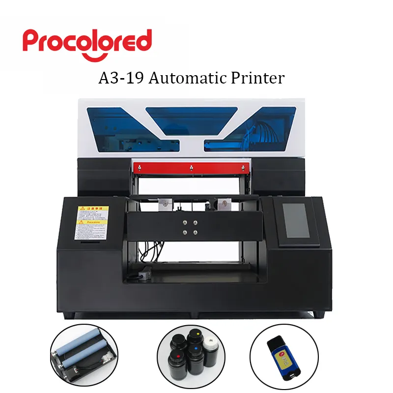 Impressora digital hd procolorida uv a3, impressora reta lisa, impressora hd, caixa de telefone, garrafa de golf, camiseta dtg, máquina de impressão