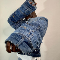 Veste en jean patchwork avant-gardiste DiZNEW pour homme, style vintage, design multi-ceintures, streetwear, coupe oversize, manteau en jean personnalisé OEM