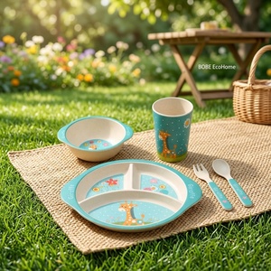 Juego de Vajilla Infantil de Melamina de 5 Piezas, Plato Dividido, Tazón, Taza, Cuchara, Tenedor, Libre de BPA, Apto para Alimentos, Juego de Alimentación para Niños, OEM, ODM, Venta al Por Mayor - Product Image 3