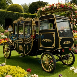 Calèche royale électrique noire avec ornements dorés et quatre roues pour transport spécial - Product Image 5