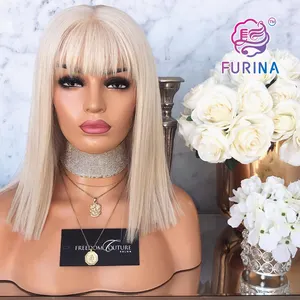 Furina Fashion Hot Sale Goedkope Fabriek Prijs Korte Blonde Pruiken Synthetische Bob Rechte Pruiken Haar Weven Voor Witte Vrouwen