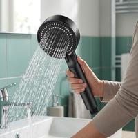 Pommeau de Douche Noir Portable avec Filtre, 5 Modes, Économiseur d'Eau, Accessoire de Robinet de Salle de Bain