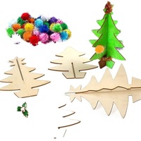 Kit de découpe et peinture en bois pour enfants : Décorations de Noël 3D en contreplaqué à peindre soi-même