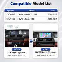 Pantalla Multimedia CodeLynk 1920*720 para BMW Serie 5 GT F07 F10 2011-2017 NBT CIC, Carplay Inalámbrico 4 en 1, Pantalla Táctil