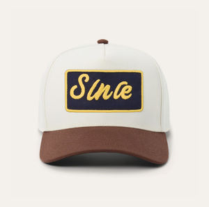 100% Cotton Custom Embroidery Patch Logo Two Tone Baseball <b>Cap</b> With Curved Brim High Quality Sport Snapback <b>Hat</b> for Outdoor Use - Product Image 1