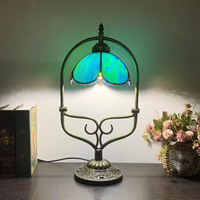 Lampe de table LongHuiJing 8 pouces en verre teinté en forme de pétale, base en alliage de zinc, douille E26 E27, abat-jour bleu, vert, rose, marine – Vente en gros