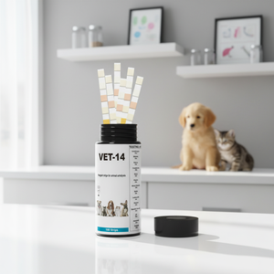 Bandelettes de test urinaire vétérinaire 14-en-1 personnalisées pour chats et chiens, pour la détection du pH, des leucocytes et des protéines sanguines, VET-14, vente en gros du fabricant - Product Image 1