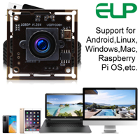 ELP HD 1080P Mini módulo de cámara USB 2MP IMX323 H.264 0.01Lux Cámara USB de poca luz con audio, placa de cámara web de lente de 2,1mm para computadora portátil