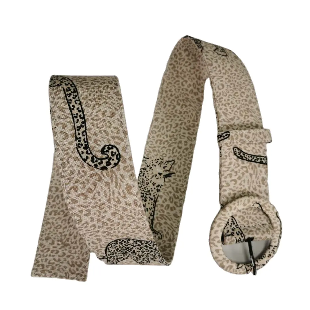 High Quality Leopard Fabric Belt Fashion Women Cotton Crepe Strap