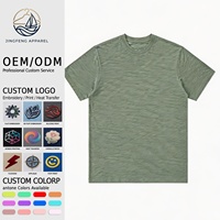 T-shirt personnalisé pour homme en coton Pima 100% texturé 200 GSM, texture organique, décontracté, vierge en gros