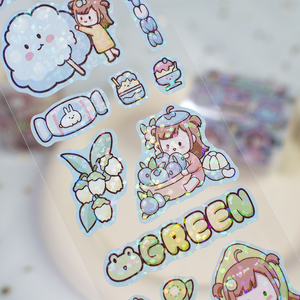 Rollo de Pegatinas Personalizadas Kawaii con Corte Kiss Cut y Purpurina, con Etiqueta Circular - Product Image 3