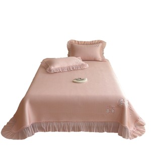French Princess Style <b>Cooling</b> Mattress Cover 3Pc Set Bow Embroidery Ice Silk Bed Protector Adult Spring 2026 - Product Image 3