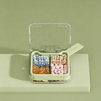 Boîte à pilules carrée portable et écologique en plastique à 4 compartiments avec cordon, organisateur de vitamines et de médicaments