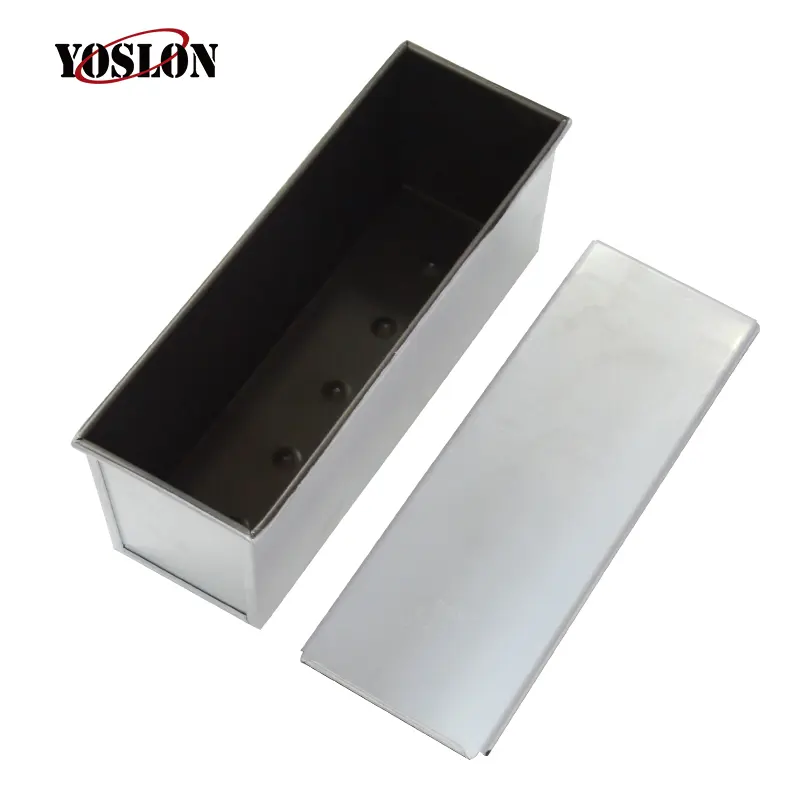 YOSLON Non Stick Bakeware Baking Toast Box Carbon Steel Corrugated Pullman Long Bread Loaf Pan With Lids Cover