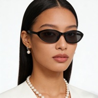 Lunettes de soleil ovales de luxe de haute qualité, monture petite, style vintage, personnalisées, en nylon, œil de chat, en acétate, unisexes