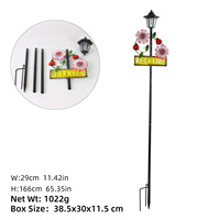 Piquet lumineux solaire décoratif pour jardin, motif fleur et abeille en métal, pour allée, pelouse et aménagement paysager extérieur
