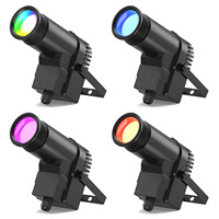 Projecteur LED 10W tricolore à trois fonctions avec globe en verre miroir, faisceau lumineux, micro-pluie et éclairage d'inondation