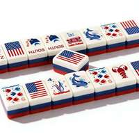 Jeu de Mahjong Américain de Voyage, Motif Drapeau Américain, Ancre, Baleine, Homard, Tuiles à Motifs 3 Couches, Loisirs pour Fêtes et Divertissements
