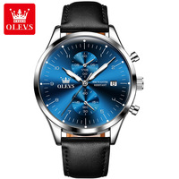 Montre-bracelet pour homme OLEVS 2880 personnalisée, étanche, lumineuse, chronographe haut de gamme, mouvement à quartz, mode, affaires, usage quotidien