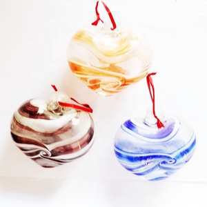Hanging Large Murano Glass Ribbon Stripes Friendship Heart Shaped Charm <strong>Gazing</strong> <strong>Balls</strong> for Home Garden Ornaments Crafts - Product Image 2
