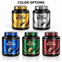 Étiquettes adhésives en aluminium pour aliments de marque privée, impression noire brillante, étiquettes en rouleau pour pots de protéines