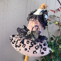 Jupe élégante noire et rose à bretelles en dentelle florale pour chien, en polyester, pour l'été