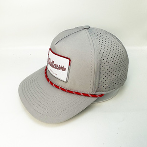 Gorras de golf impermeables de poliéster de 5 paneles al por mayor, gorras de béisbol Oxford con bordado personalizado de leopardo y cordón, que no se decoloran - Product Image 3