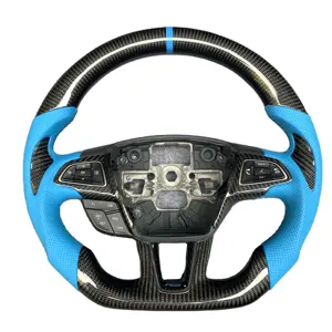 CCexcellent Factory New Design Best Quality Real 100% Carbon Fiber Steering Wheel For Focus Mk3 With Blue Design