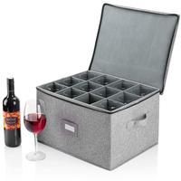 Sac de rangement à coque dure pour verre à vin, bonne capacité de charge, boîte à vaisselle, sac de rangement anti-poussière avec fermeture éclair