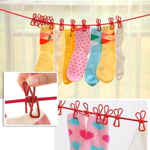 BMJ Corde à linge rétractable portable <span class=keywords><strong>avec</strong></span> 12 pinces à linge pour séchage intérieur et extérieur, <span class=keywords><strong>camping</strong></span> (Rouge) - Product Image 6
