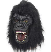 Masque d'animal en latex pour visage complet, accessoire de costume d'Halloween singe singe diamant noir, simulation amusante, écologique, pour les fêtes