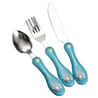 Ensemble de couverts pour enfants en acier inoxydable, fourchette, cuillère, couteau, vaisselle bon marché, motif animal, poignée, vaisselle pour bébé