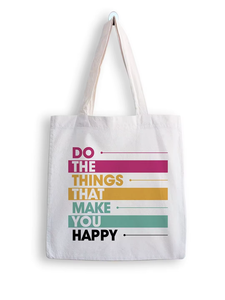 Do The Things That Make You Happy Canvas Tote <b>Bag</b> <b>Large</b> Size Letter Print Shoulder Handle Daily Shopping <b>Bag</b> - Product Image 5